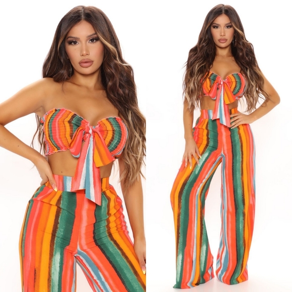 Fashion Nova Pants - Well wishes stripes pants set